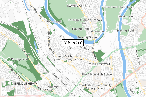 M6 6GY map - small scale - OS Open Zoomstack (Ordnance Survey)