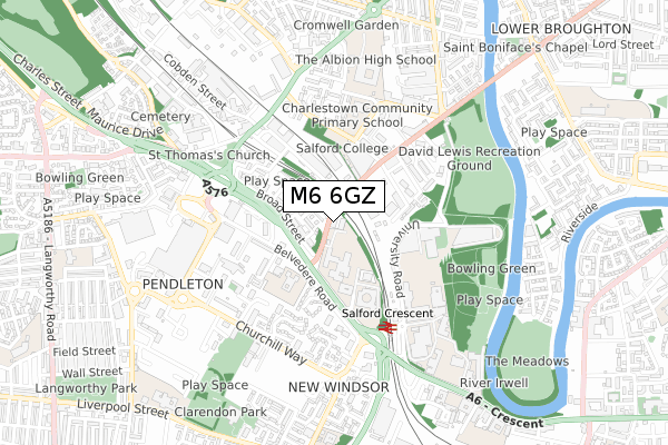 M6 6GZ map - small scale - OS Open Zoomstack (Ordnance Survey)