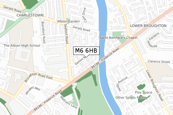 M6 6HB map - large scale - OS Open Zoomstack (Ordnance Survey)