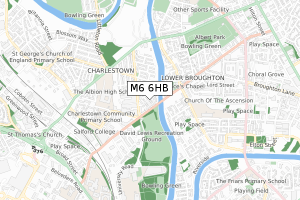 M6 6HB map - small scale - OS Open Zoomstack (Ordnance Survey)