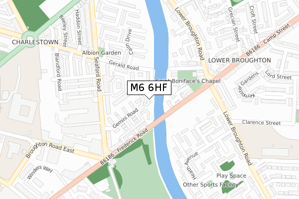 M6 6HF map - large scale - OS Open Zoomstack (Ordnance Survey)