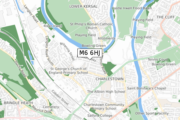 M6 6HJ map - small scale - OS Open Zoomstack (Ordnance Survey)