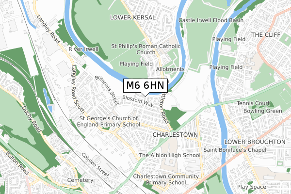 M6 6HN map - small scale - OS Open Zoomstack (Ordnance Survey)