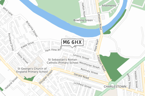 M6 6HX map - large scale - OS Open Zoomstack (Ordnance Survey)