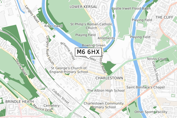 M6 6HX map - small scale - OS Open Zoomstack (Ordnance Survey)