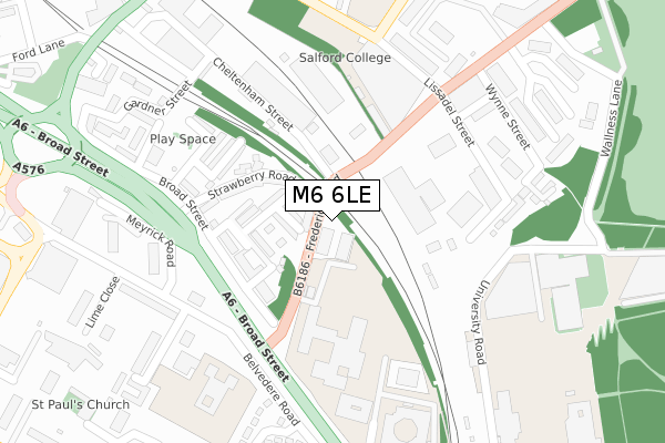 M6 6LE map - large scale - OS Open Zoomstack (Ordnance Survey)