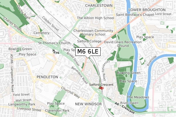 M6 6LE map - small scale - OS Open Zoomstack (Ordnance Survey)