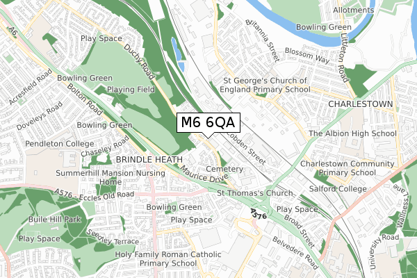 M6 6QA map - small scale - OS Open Zoomstack (Ordnance Survey)