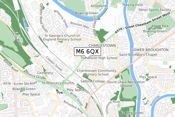 M6 6QX map - small scale - OS Open Zoomstack (Ordnance Survey)