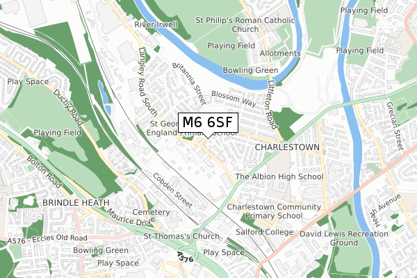 M6 6SF map - small scale - OS Open Zoomstack (Ordnance Survey)