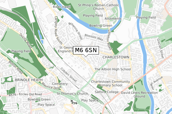 M6 6SN map - small scale - OS Open Zoomstack (Ordnance Survey)