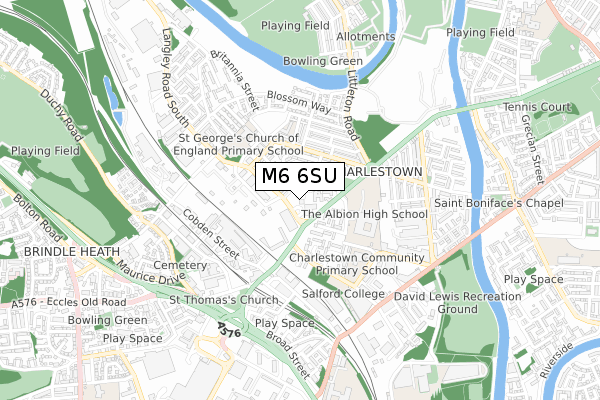 M6 6SU map - small scale - OS Open Zoomstack (Ordnance Survey)