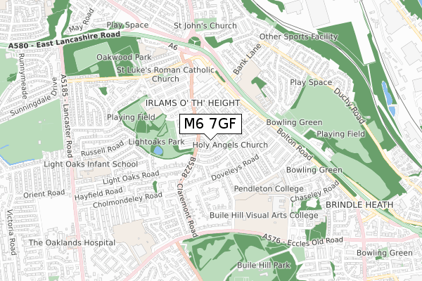 M6 7GF map - small scale - OS Open Zoomstack (Ordnance Survey)