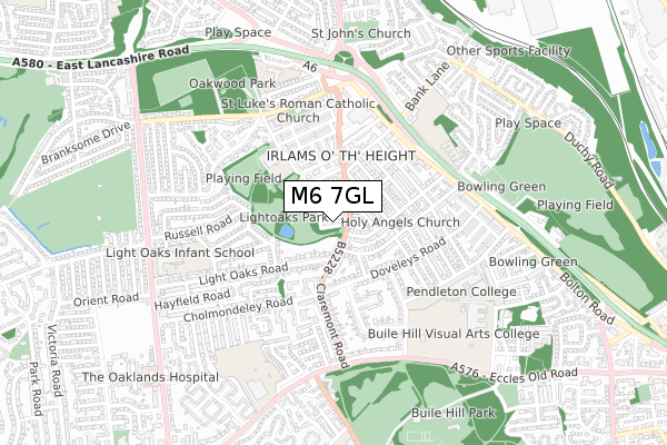 M6 7GL map - small scale - OS Open Zoomstack (Ordnance Survey)