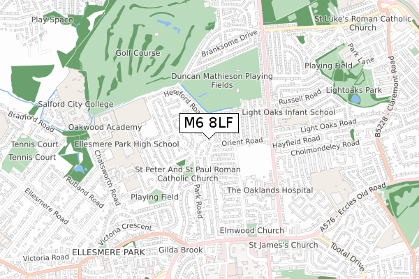 M6 8LF map - small scale - OS Open Zoomstack (Ordnance Survey)