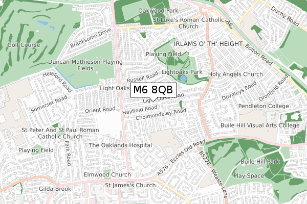 M6 8QB map - small scale - OS Open Zoomstack (Ordnance Survey)