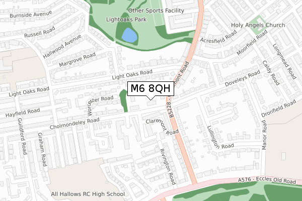 M6 8QH map - large scale - OS Open Zoomstack (Ordnance Survey)