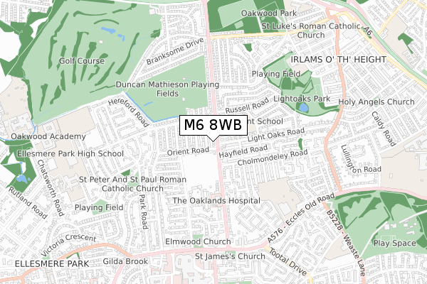 M6 8WB map - small scale - OS Open Zoomstack (Ordnance Survey)