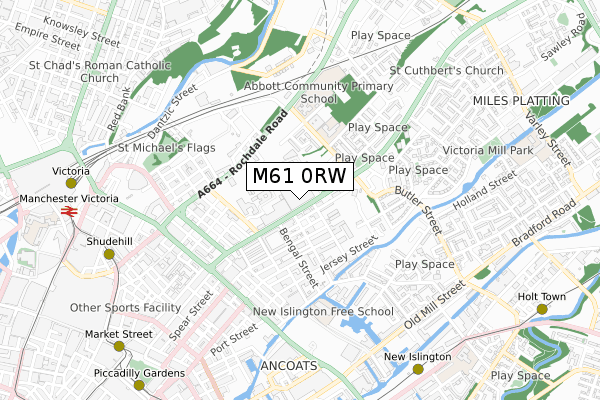 M61 0RW map - small scale - OS Open Zoomstack (Ordnance Survey)