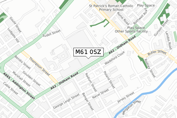 M61 0SZ map - large scale - OS Open Zoomstack (Ordnance Survey)