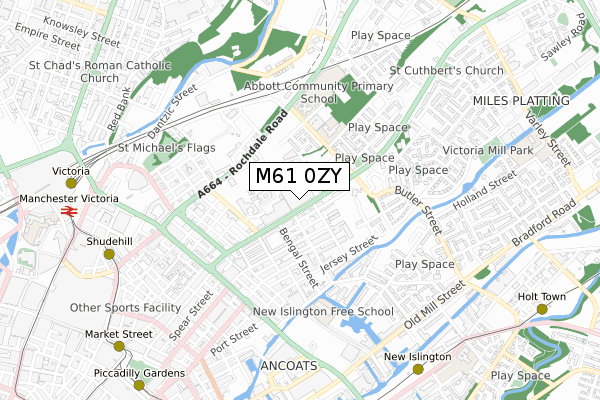 M61 0ZY map - small scale - OS Open Zoomstack (Ordnance Survey)