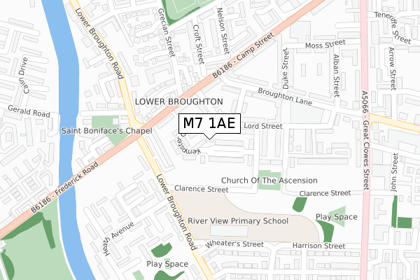 M7 1AE map - large scale - OS Open Zoomstack (Ordnance Survey)