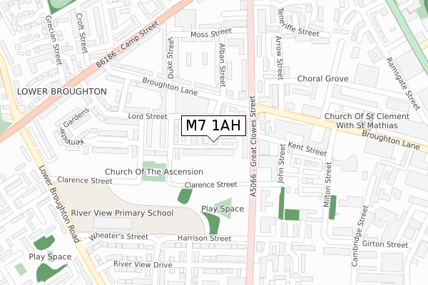 M7 1AH map - large scale - OS Open Zoomstack (Ordnance Survey)