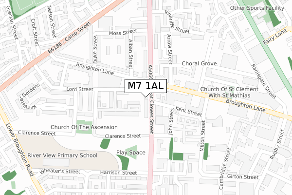 M7 1AL map - large scale - OS Open Zoomstack (Ordnance Survey)