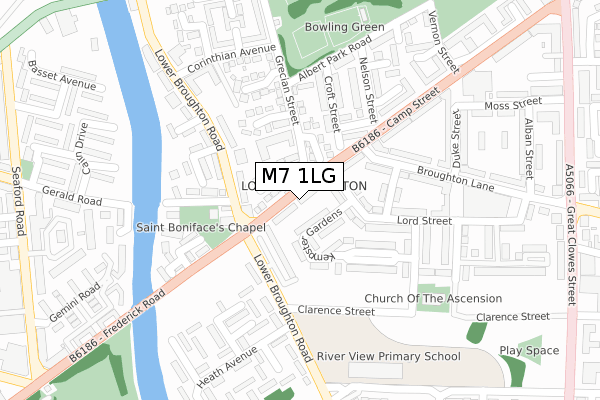 M7 1LG map - large scale - OS Open Zoomstack (Ordnance Survey)