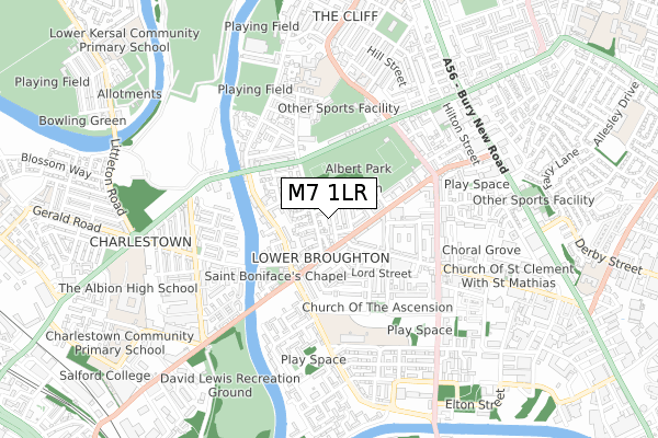 M7 1LR map - small scale - OS Open Zoomstack (Ordnance Survey)