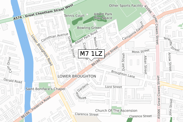 M7 1LZ map - large scale - OS Open Zoomstack (Ordnance Survey)