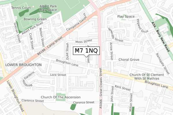 M7 1NQ map - large scale - OS Open Zoomstack (Ordnance Survey)