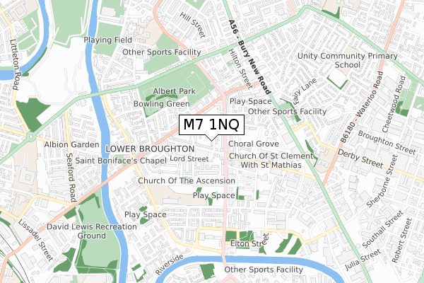 M7 1NQ map - small scale - OS Open Zoomstack (Ordnance Survey)