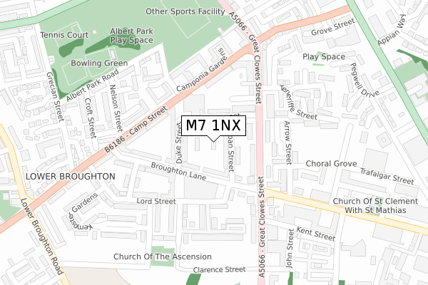 M7 1NX map - large scale - OS Open Zoomstack (Ordnance Survey)