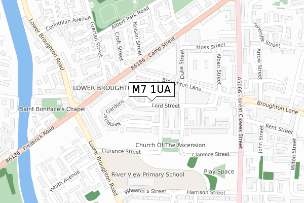 M7 1UA map - large scale - OS Open Zoomstack (Ordnance Survey)