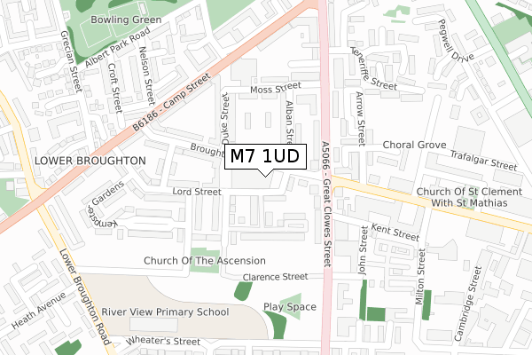 M7 1UD map - large scale - OS Open Zoomstack (Ordnance Survey)