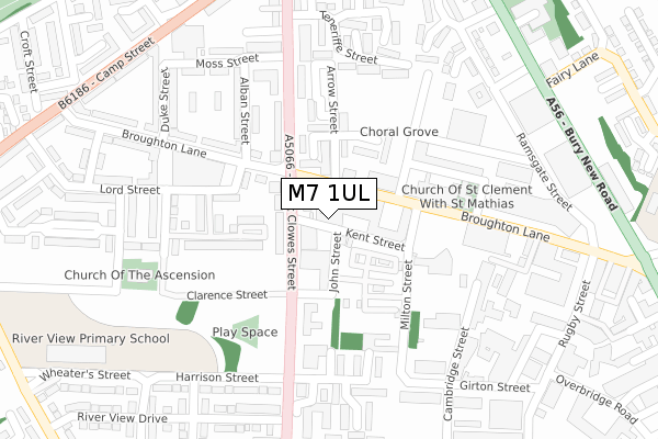 M7 1UL map - large scale - OS Open Zoomstack (Ordnance Survey)