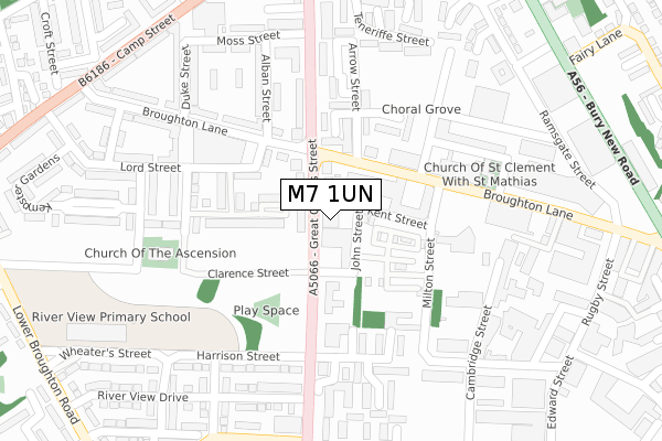 M7 1UN map - large scale - OS Open Zoomstack (Ordnance Survey)