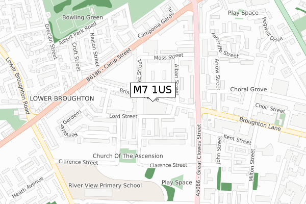 M7 1US map - large scale - OS Open Zoomstack (Ordnance Survey)