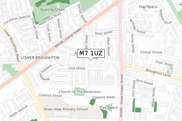 M7 1UZ map - large scale - OS Open Zoomstack (Ordnance Survey)