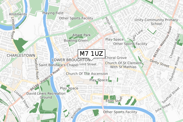 M7 1UZ map - small scale - OS Open Zoomstack (Ordnance Survey)