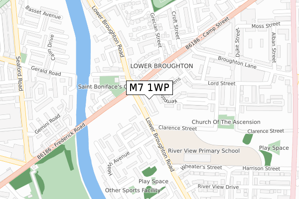 M7 1WP map - large scale - OS Open Zoomstack (Ordnance Survey)