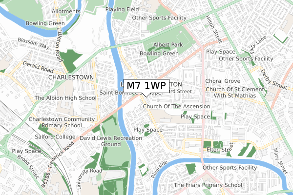 M7 1WP map - small scale - OS Open Zoomstack (Ordnance Survey)