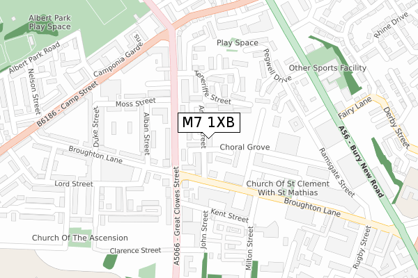 M7 1XB map - large scale - OS Open Zoomstack (Ordnance Survey)