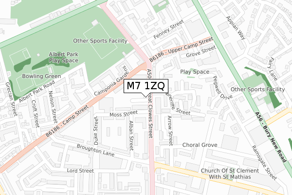 M7 1ZQ map - large scale - OS Open Zoomstack (Ordnance Survey)