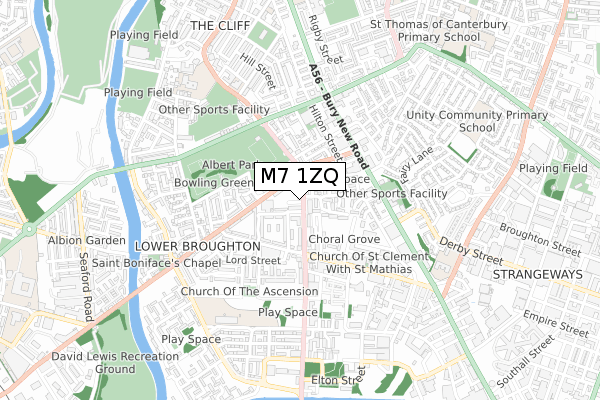 M7 1ZQ map - small scale - OS Open Zoomstack (Ordnance Survey)