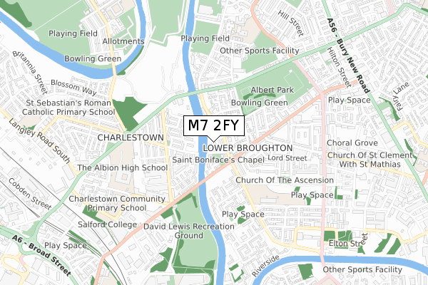 M7 2FY map - small scale - OS Open Zoomstack (Ordnance Survey)