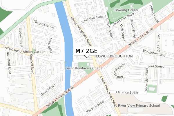 M7 2GE map - large scale - OS Open Zoomstack (Ordnance Survey)