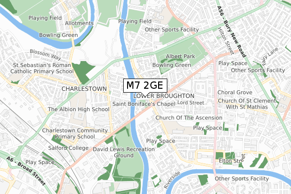 M7 2GE map - small scale - OS Open Zoomstack (Ordnance Survey)