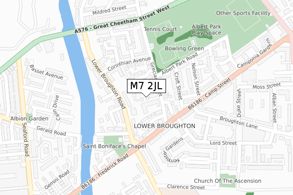 M7 2JL map - large scale - OS Open Zoomstack (Ordnance Survey)